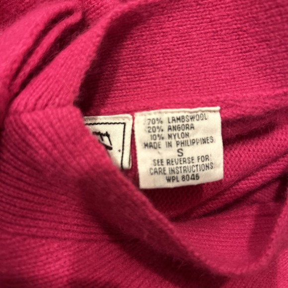 VTG Fast Turn Cropped Lambswool Sweater Small Pink Bow Soft - Picture 4 of 6
